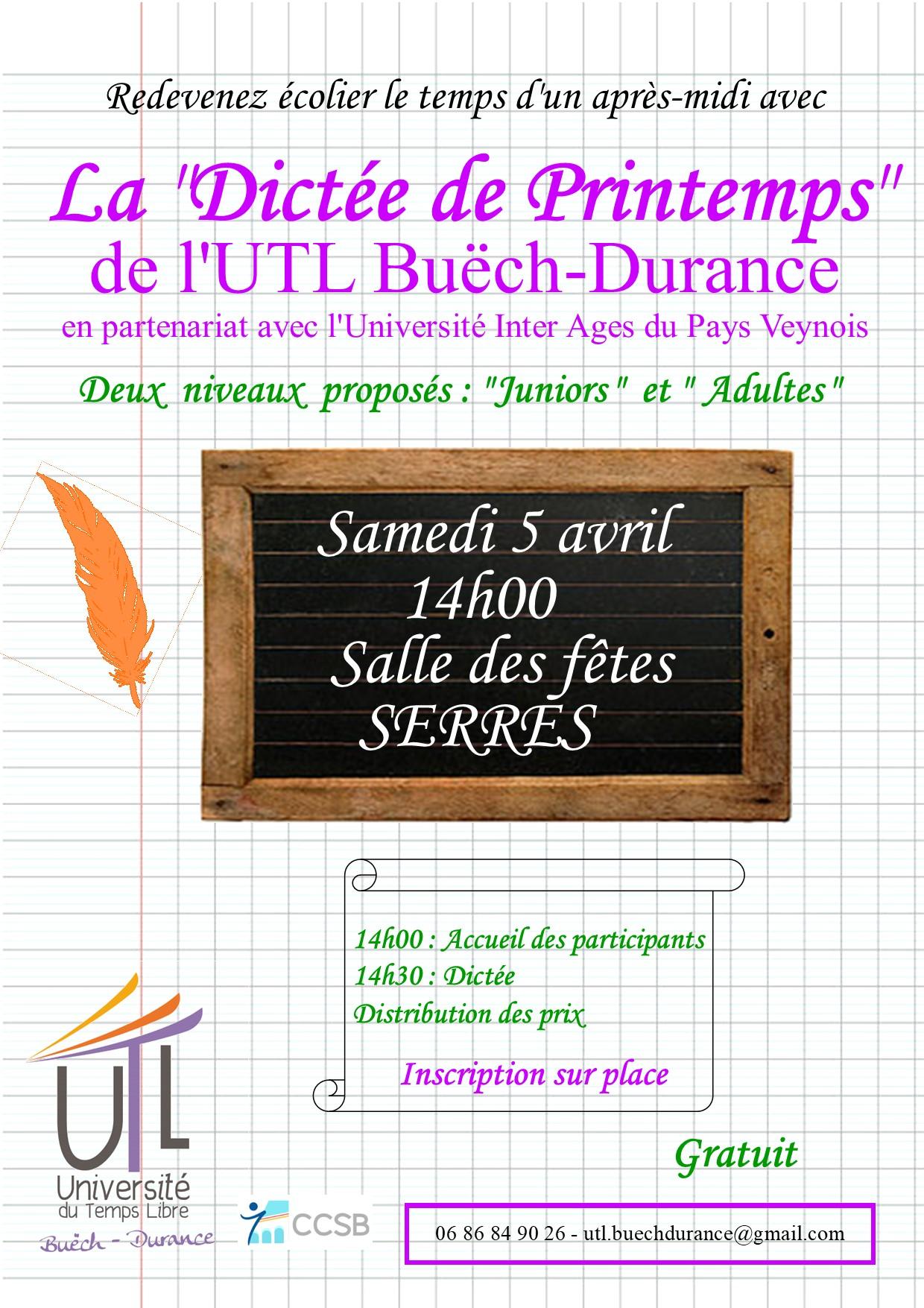 Affiche dictee de printemps utl bd 2025