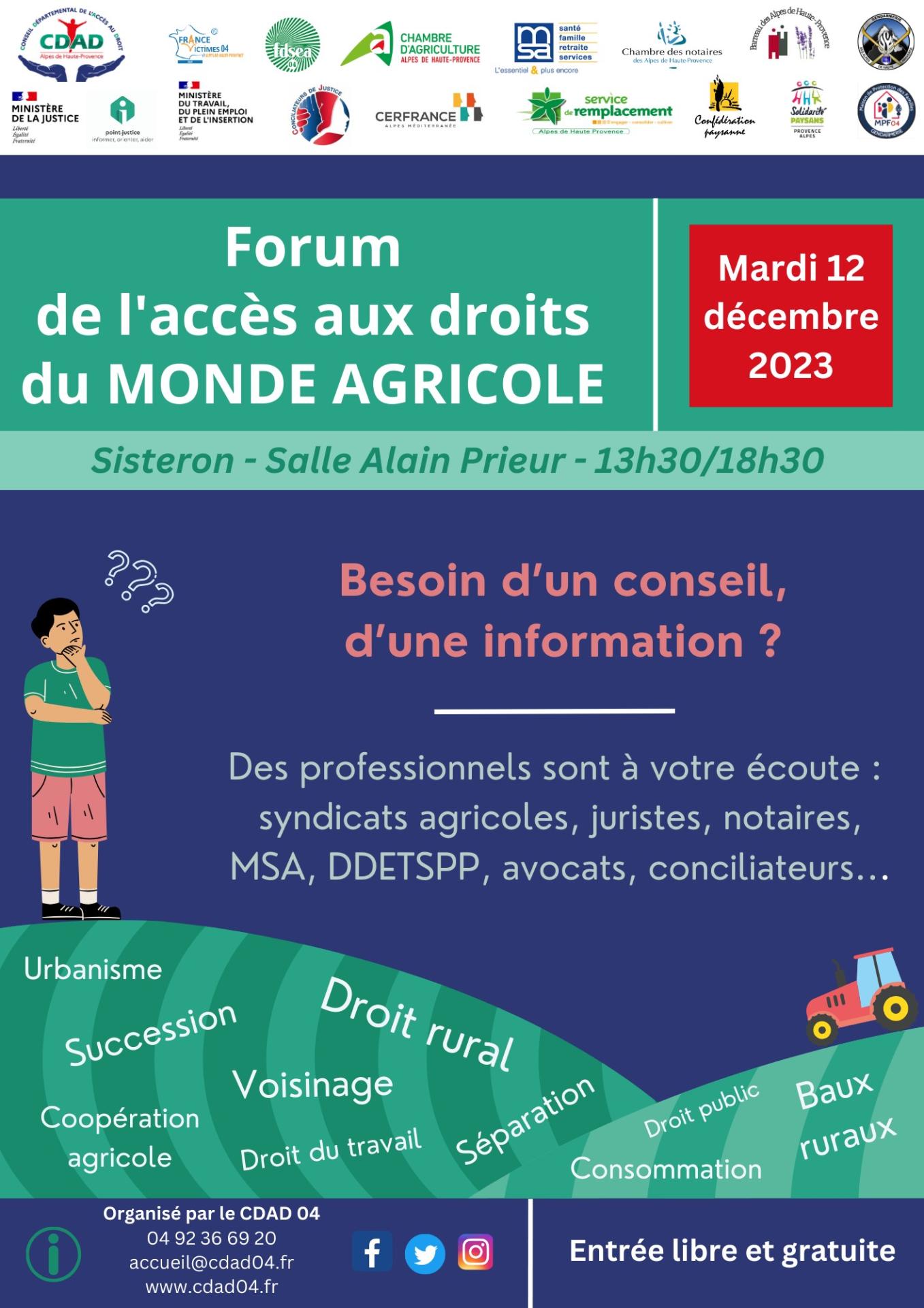 Forum d acces au droit du monde agricole 12 decembre 2023