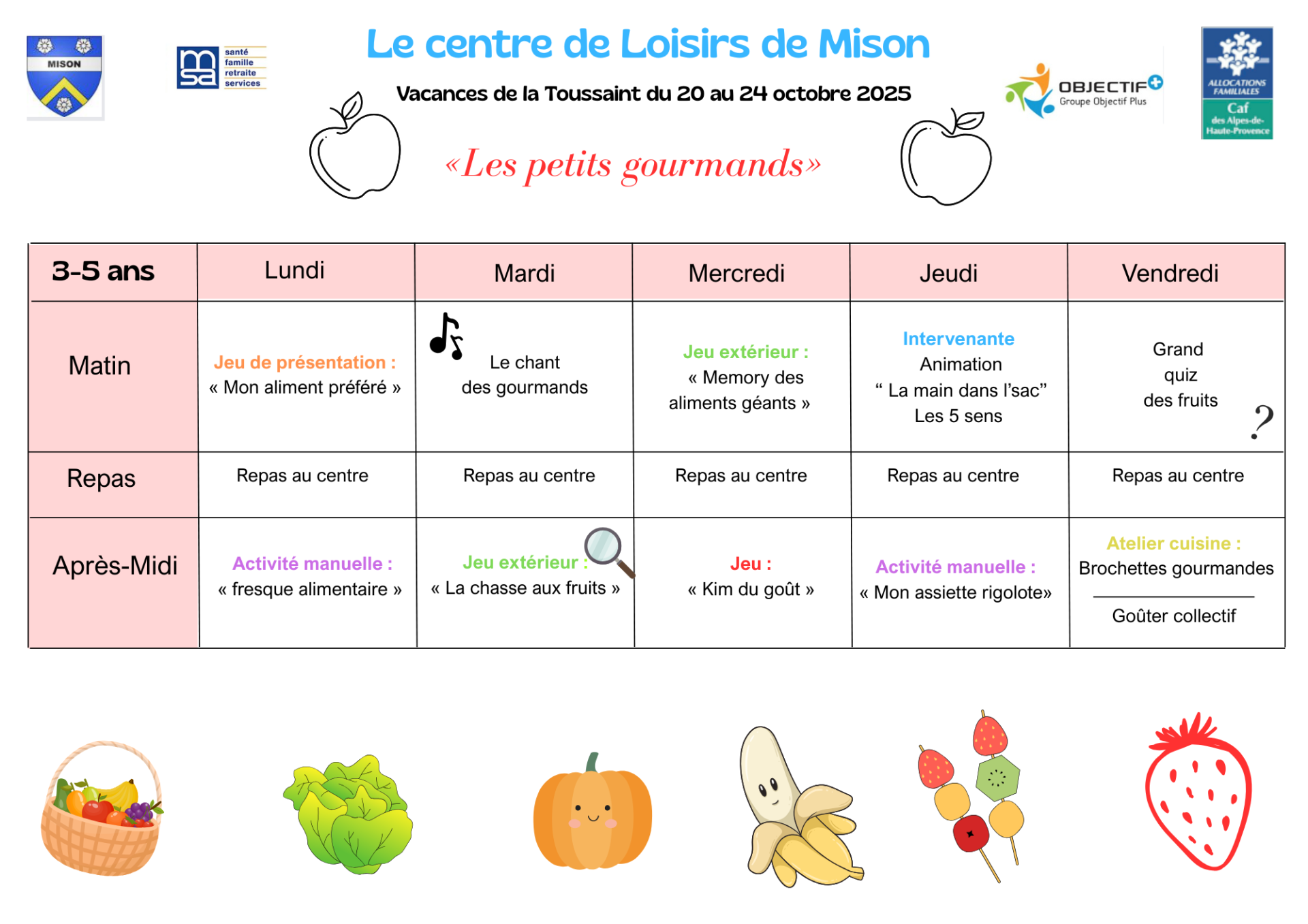 Programmes 3 5 ans toussaint 2025